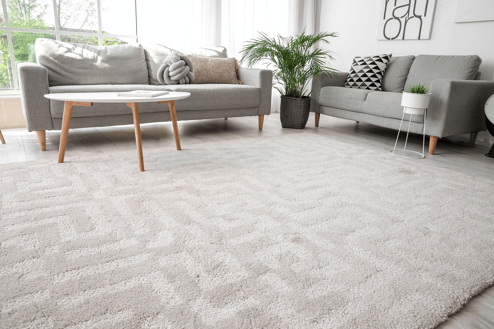 Plush and modern carpet flooring in a living room by Grand Remodeling Center in Spring, TX