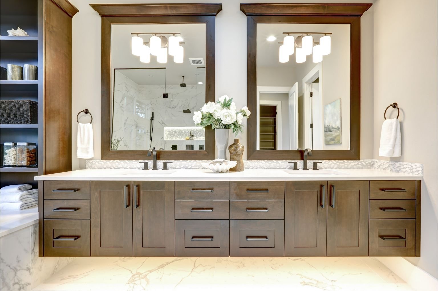 Custom cabinets designed for bathroom storage